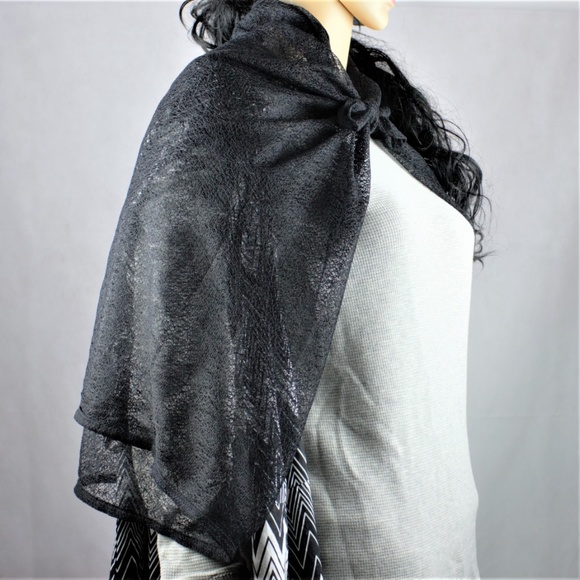 Vera Wang Simply Vera Sheer Black Scarf - Picture 6 of 8